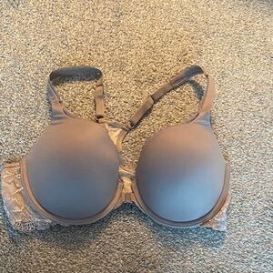 Body by Victoria Racerback Demi Lace-Back Bra - Grey